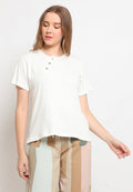 Short Sleeve Top with Shell Button