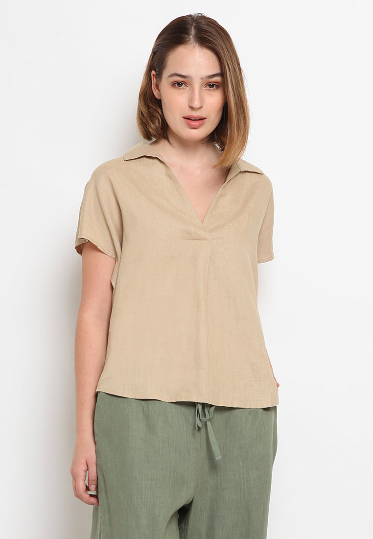 Short Sleeve Linen Blouse
