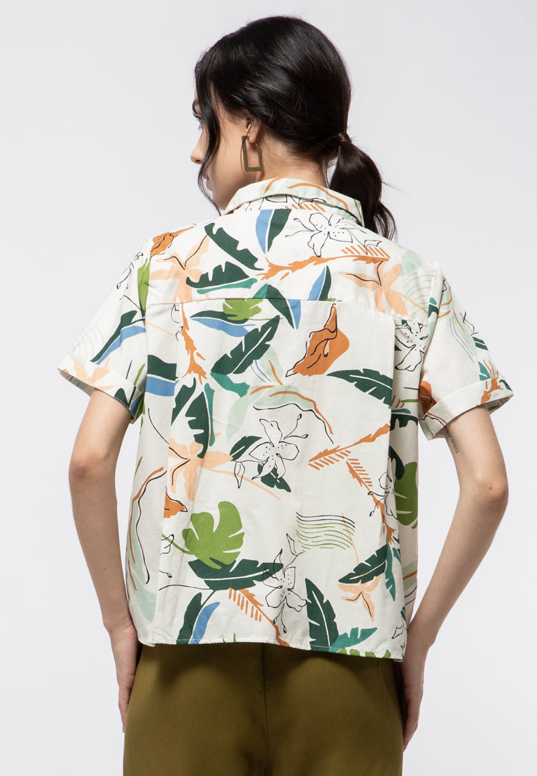 Printed Short Sleeve Blouse
