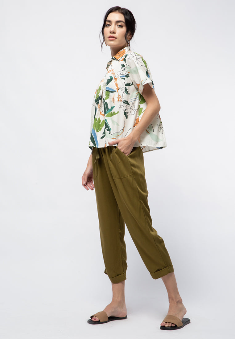Printed Short Sleeve Blouse