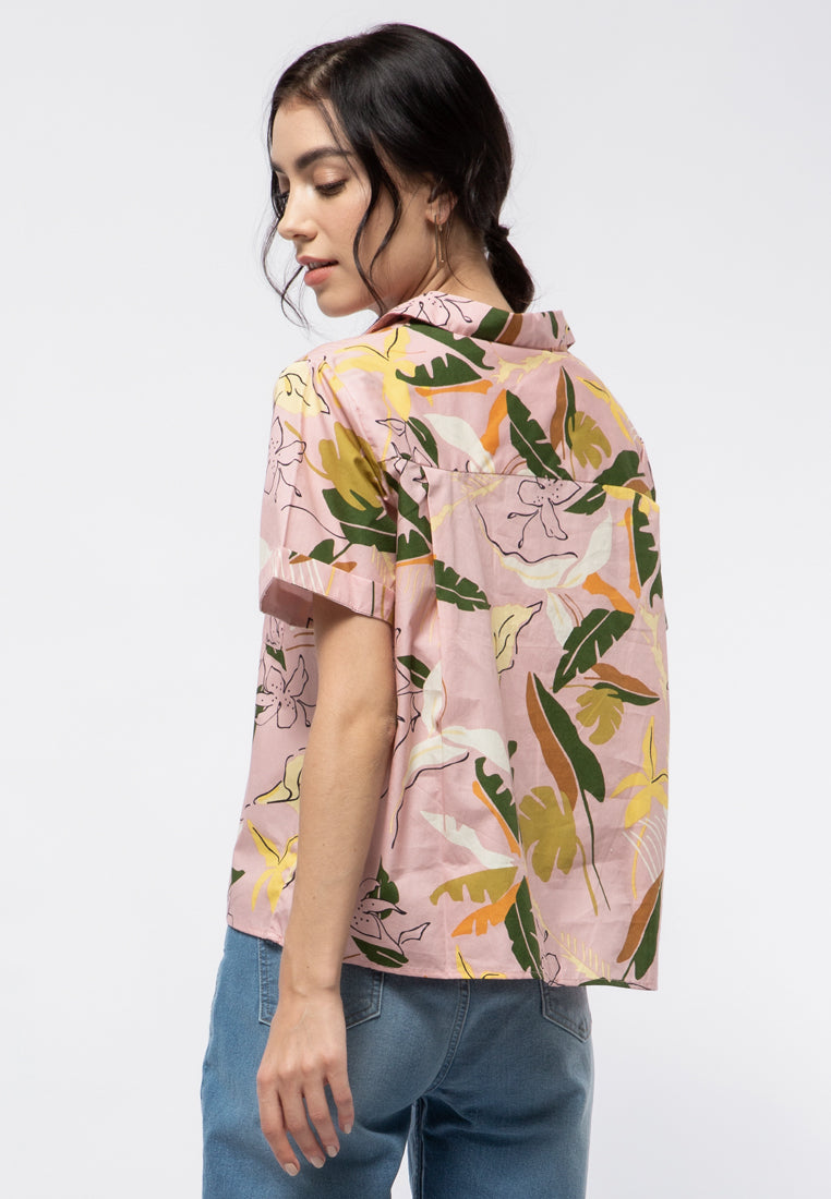 Printed Short Sleeve Blouse