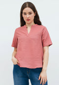 Short Sleeve Blouse with Open Collar