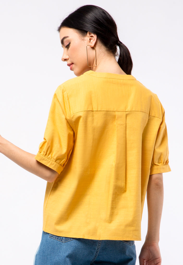 V-neck Puff Sleeves Blouse