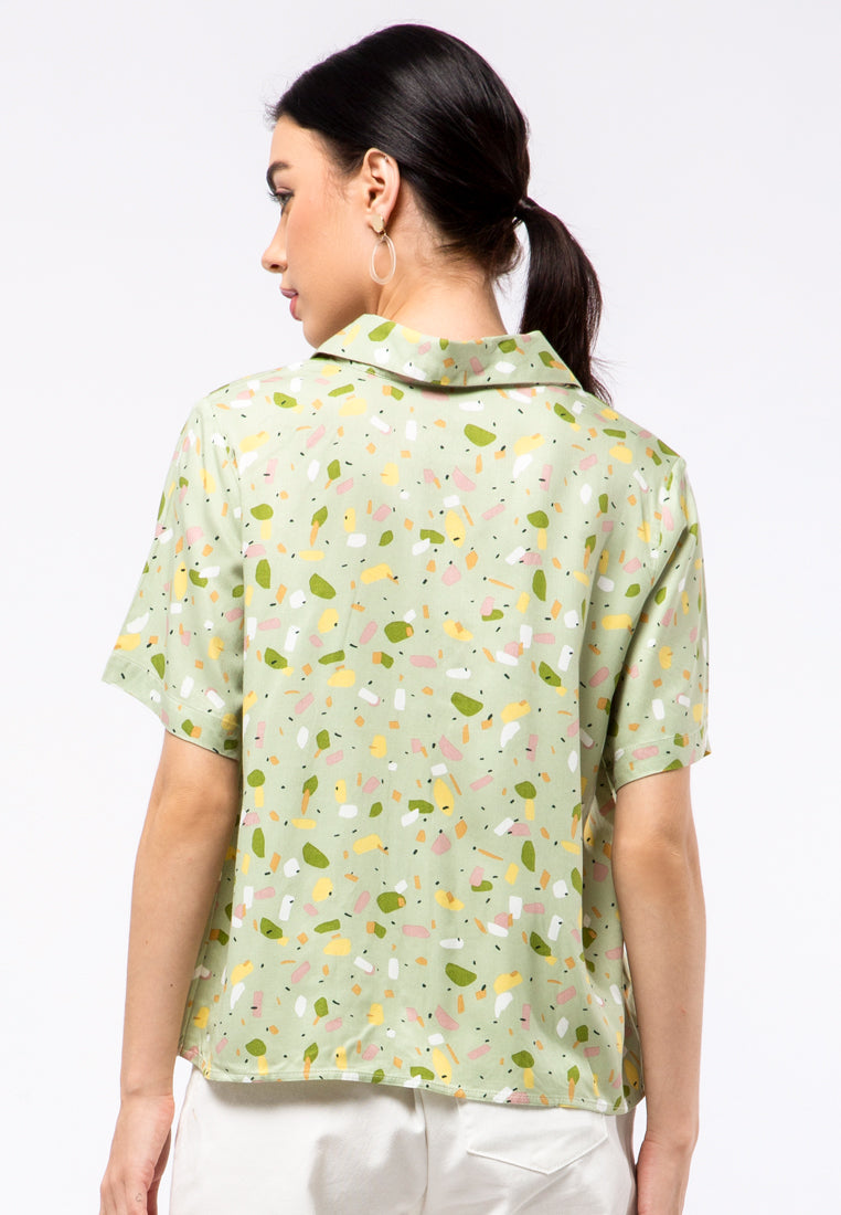 Printed Pyjamas Collar Shirt