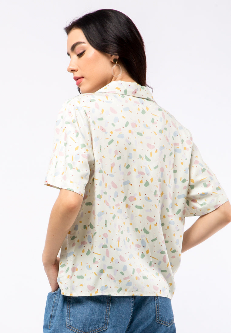 Printed Pyjamas Collar Shirt