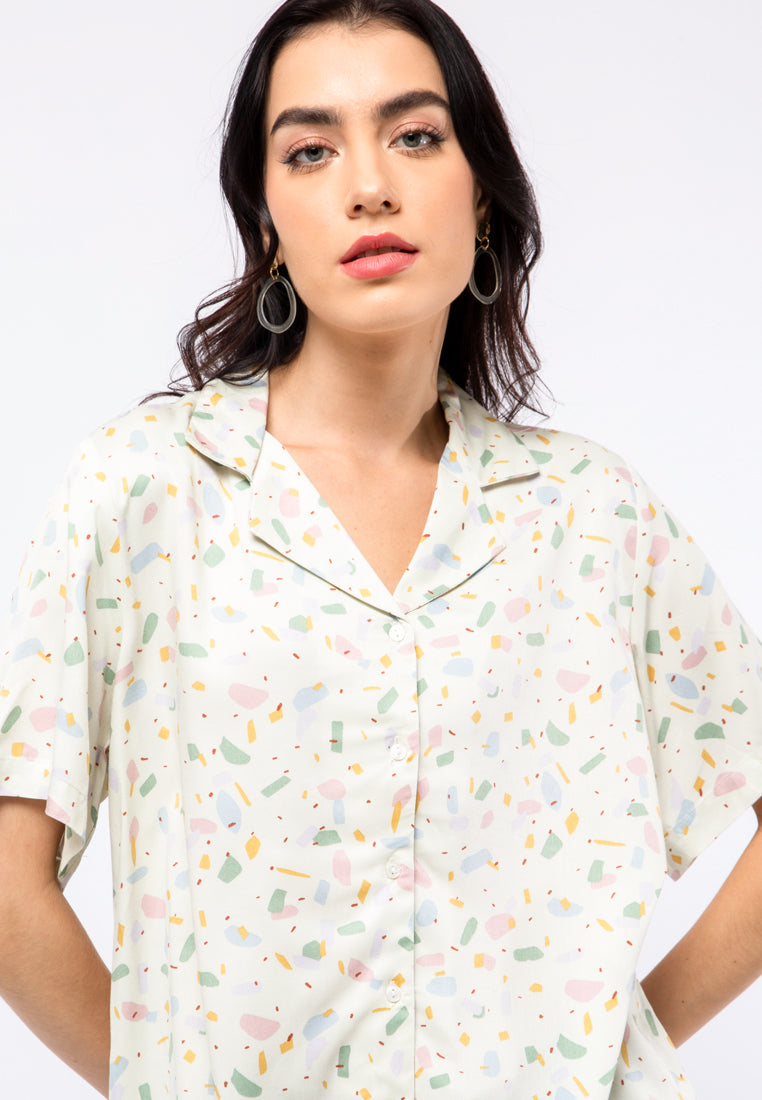 Printed Pyjamas Collar Shirt