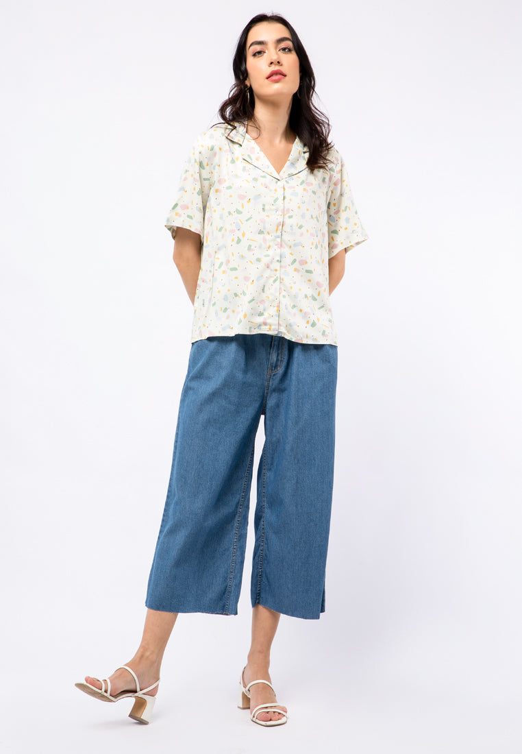 Printed Pyjamas Collar Shirt