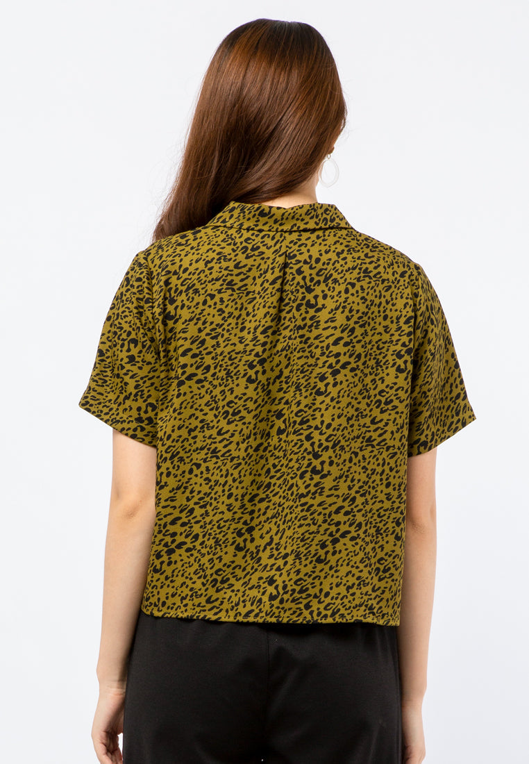 Printed Blouse with Notched Collar