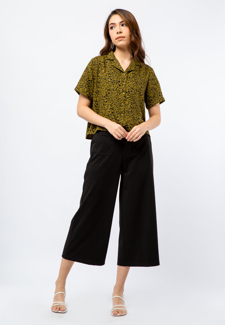 Printed Blouse with Notched Collar
