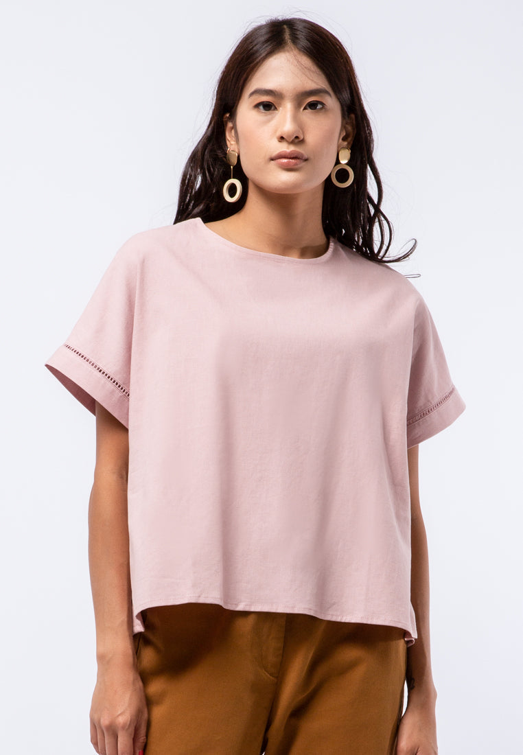 Trimmed Short Sleeve Blouse