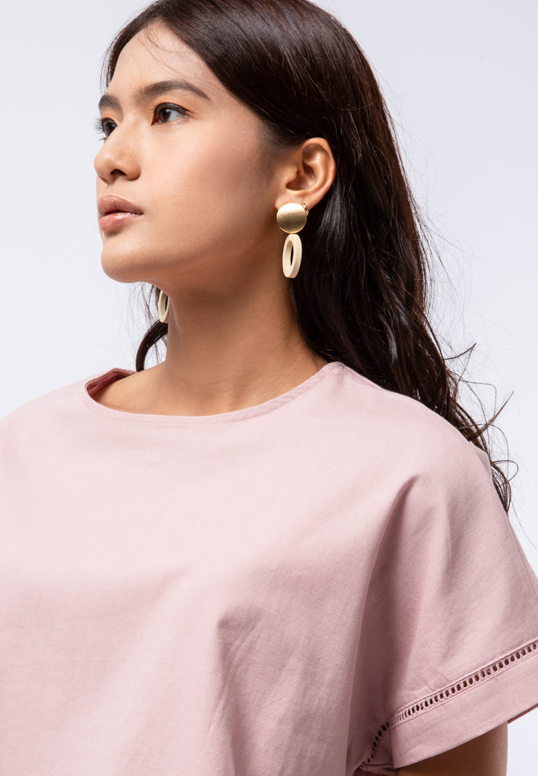 Trimmed Short Sleeve Blouse