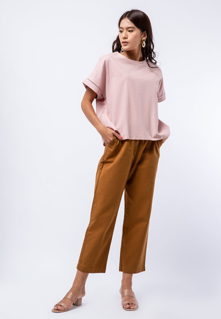 Trimmed Short Sleeve Blouse