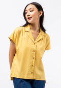 Pyjama Collar Short Sleeve Blouse