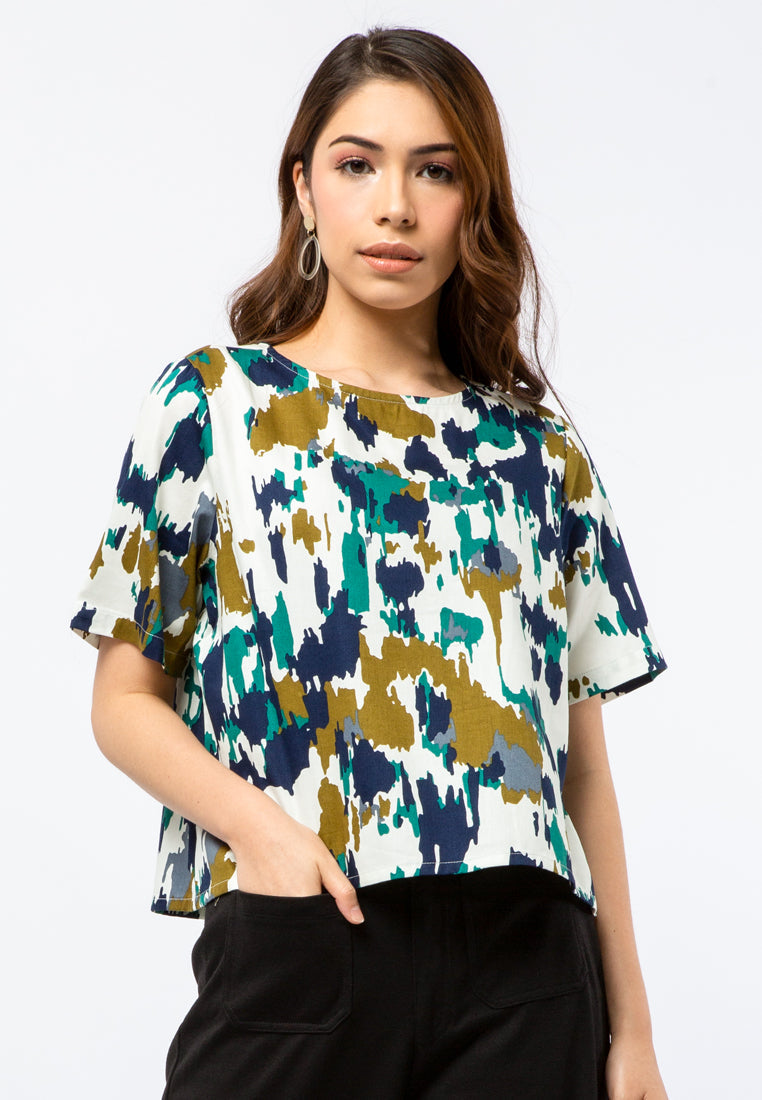 Short Sleeve Printed Blouse