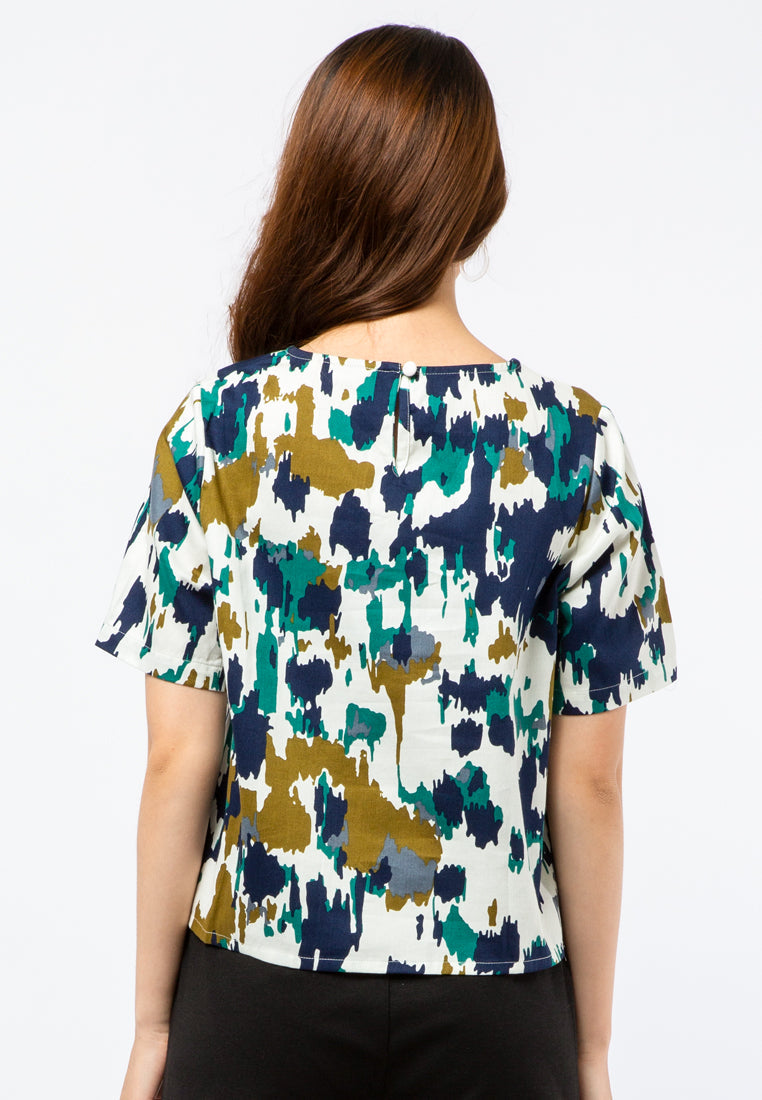 Short Sleeve Printed Blouse