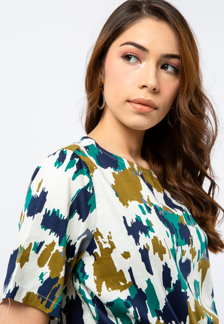 Short Sleeve Printed Blouse