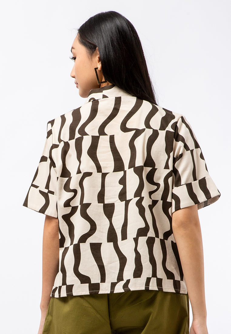 Printed Loose Short Sleeve Blouse