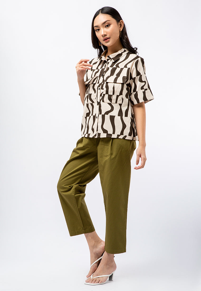 Printed Loose Short Sleeve Blouse