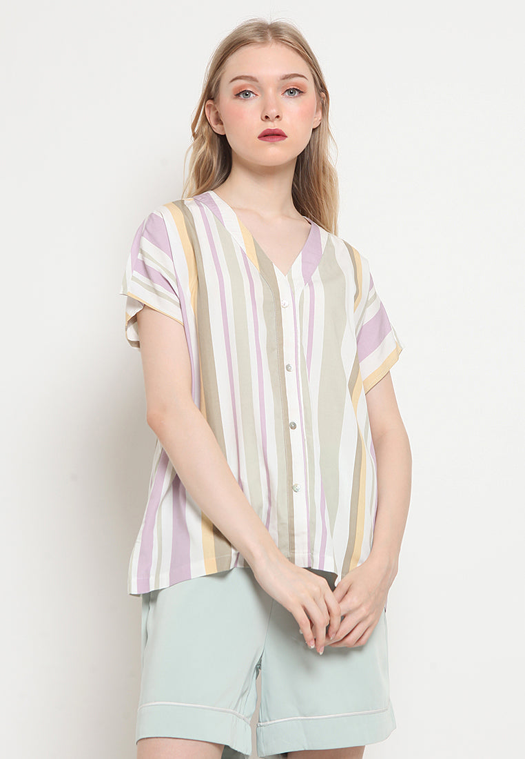 V-neck Short Sleeves Sleepwear Top
