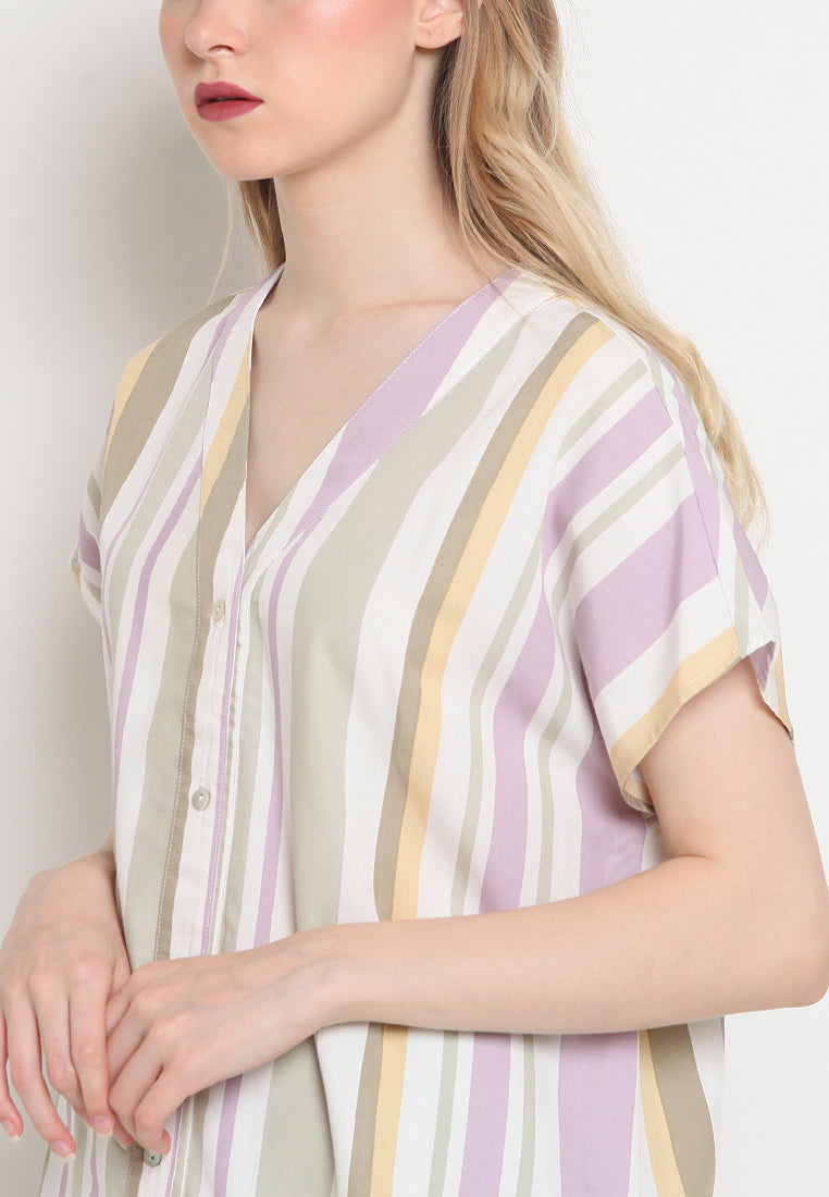 V-neck Short Sleeves Sleepwear Top