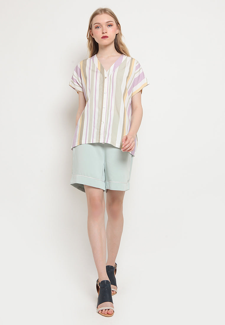 V-neck Short Sleeves Sleepwear Top