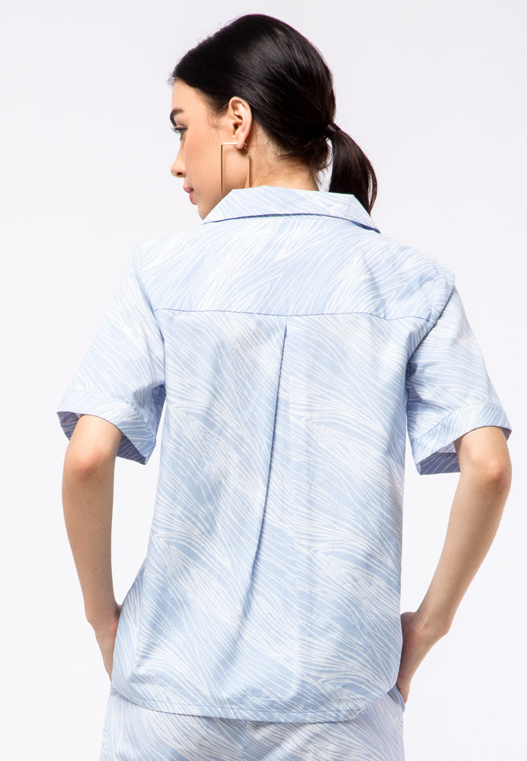 Printed Pyjamas Collar Lounge Shirt