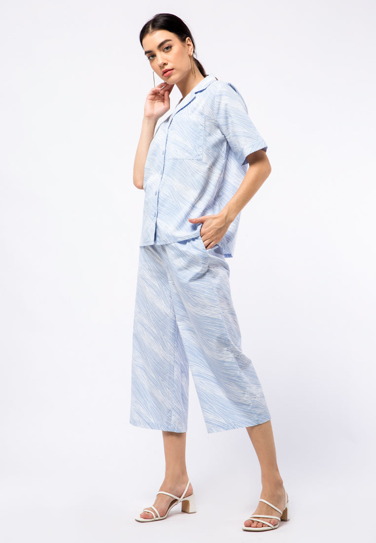 Printed Pyjamas Collar Lounge Shirt