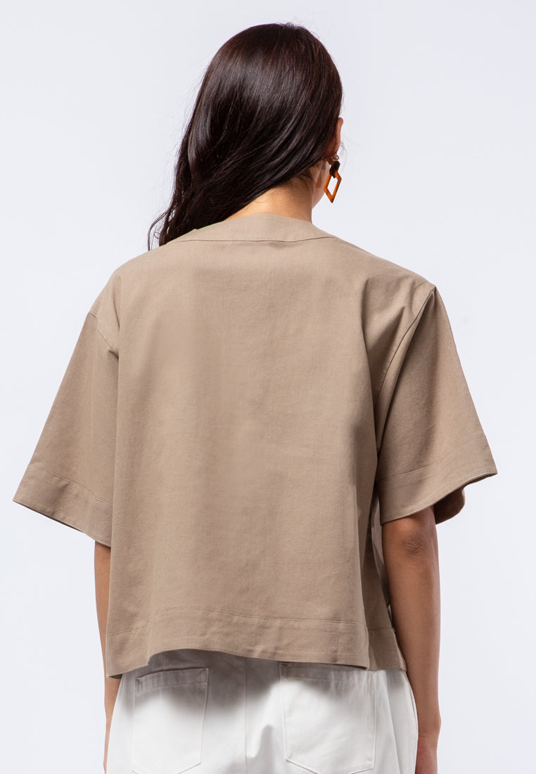 V-neck Crop Blouse