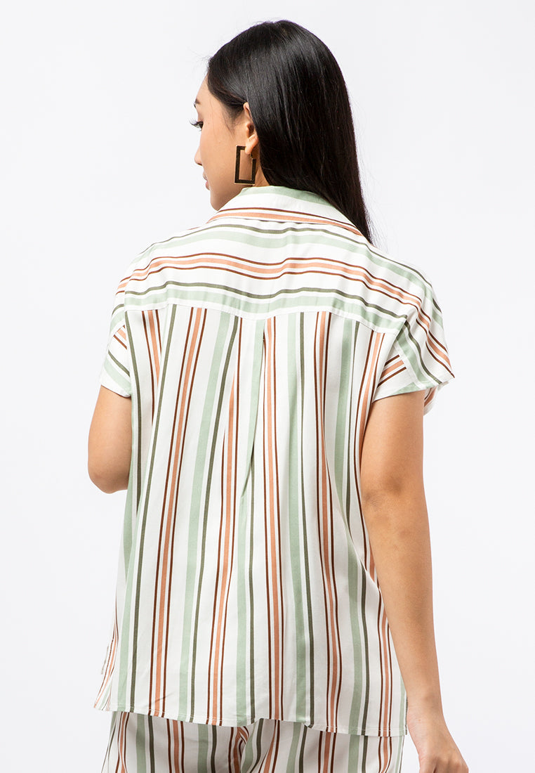 Striped Short Sleeve Blouse