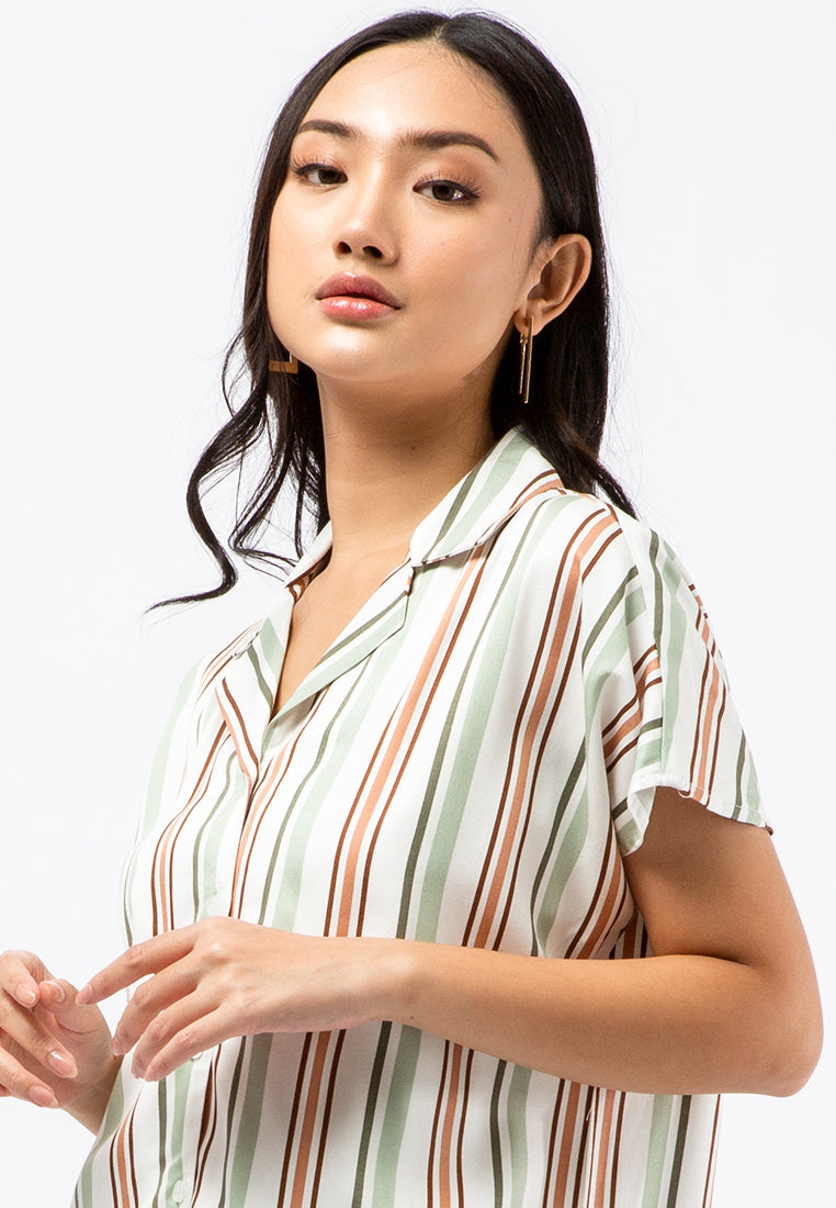 Striped Short Sleeve Blouse