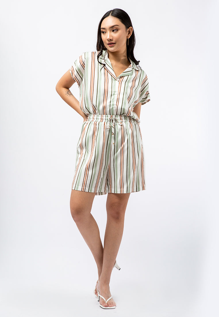 Striped Short Sleeve Blouse