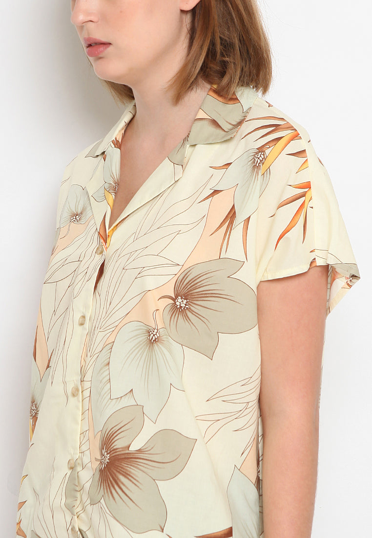 Printed Short Sleeve Blouse