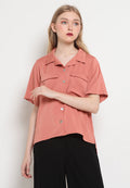 Pyjamas Collar Short Sleeve Blouse