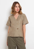 Double Breasted Linen Blouse