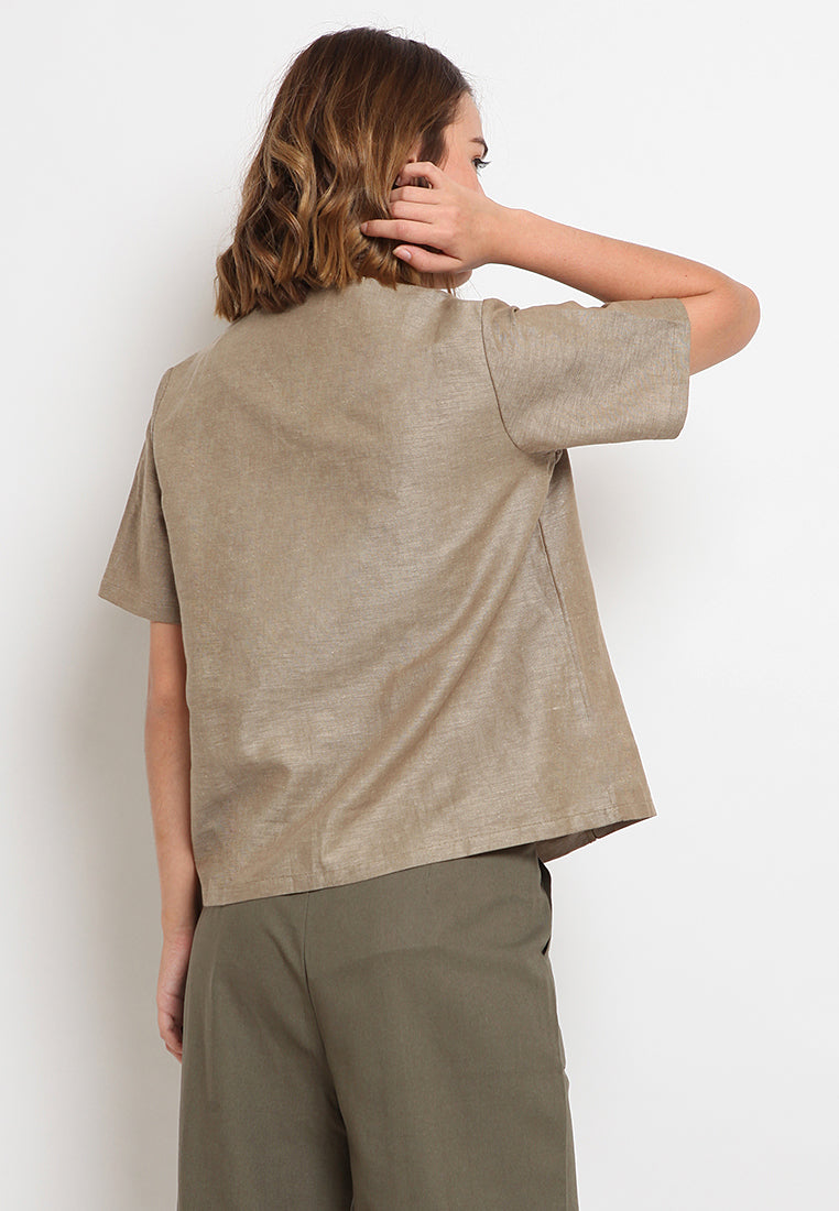 Double Breasted Linen Blouse