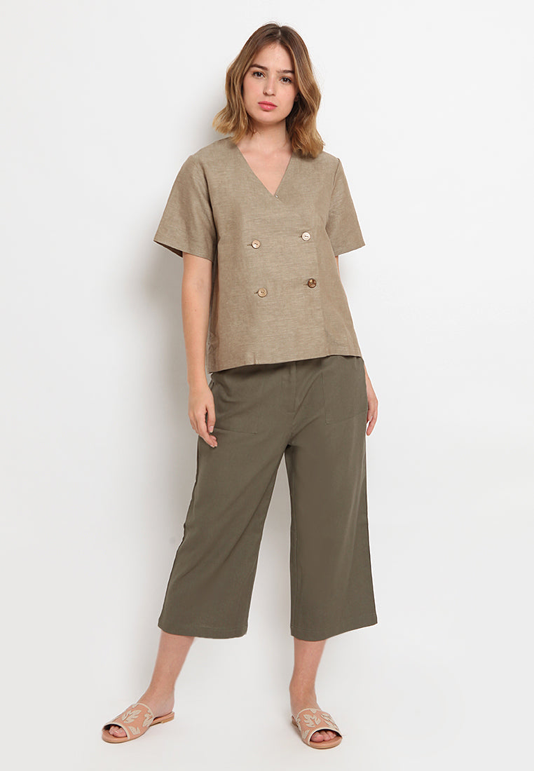 Double Breasted Linen Blouse