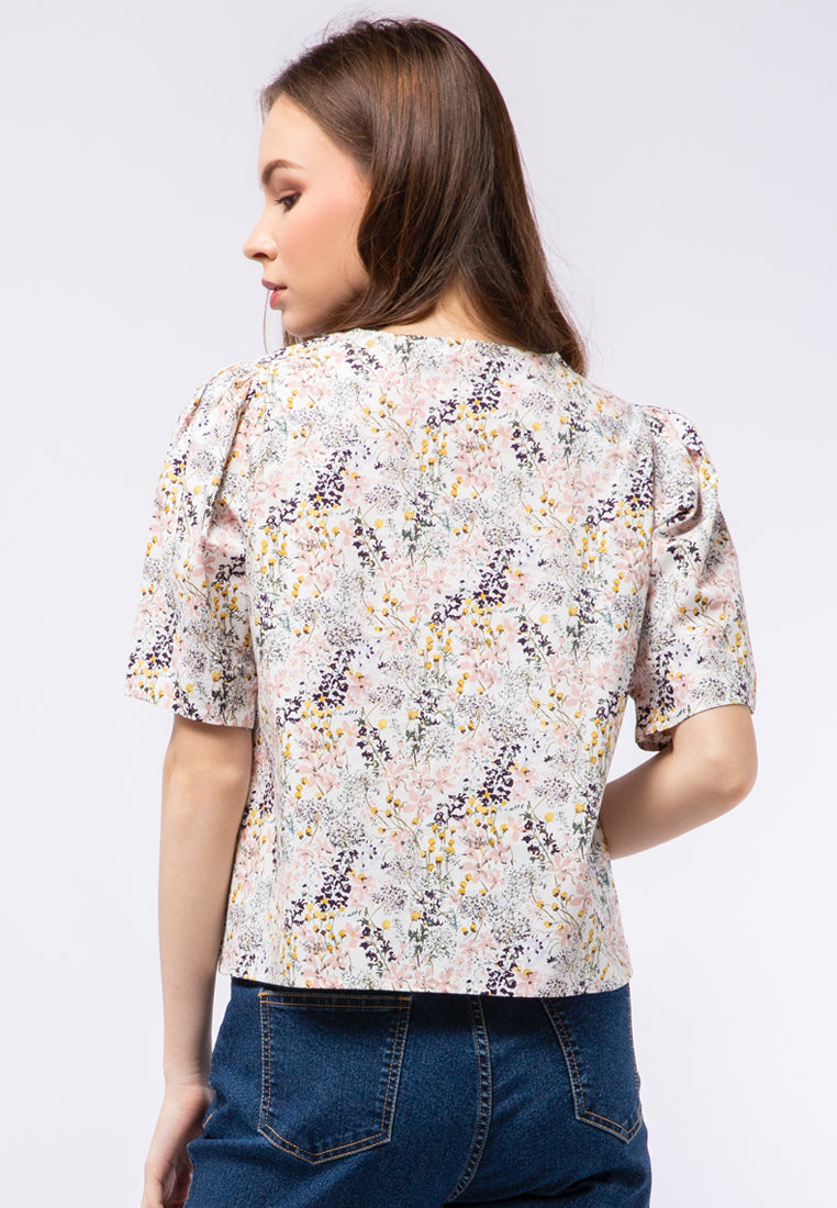Printed Puff Sleeve Blouse