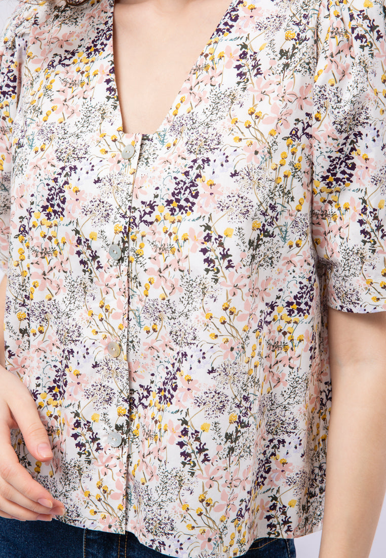 Printed Puff Sleeve Blouse