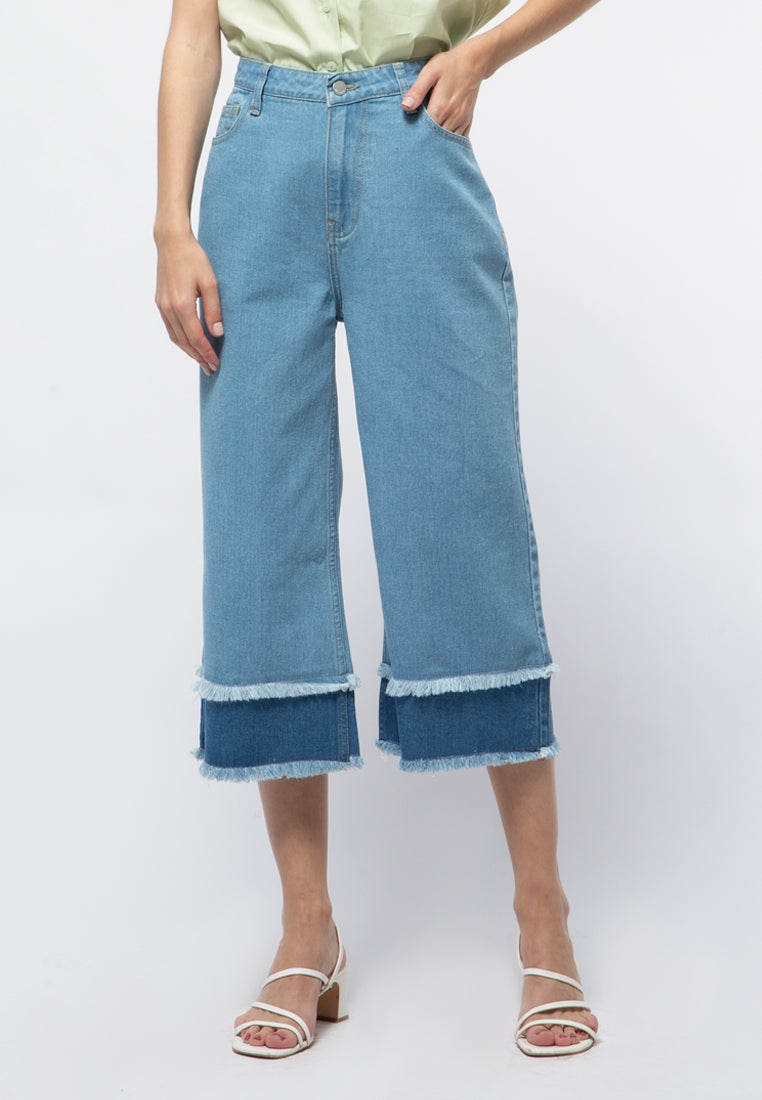 High Waist Denim with Raw Hem