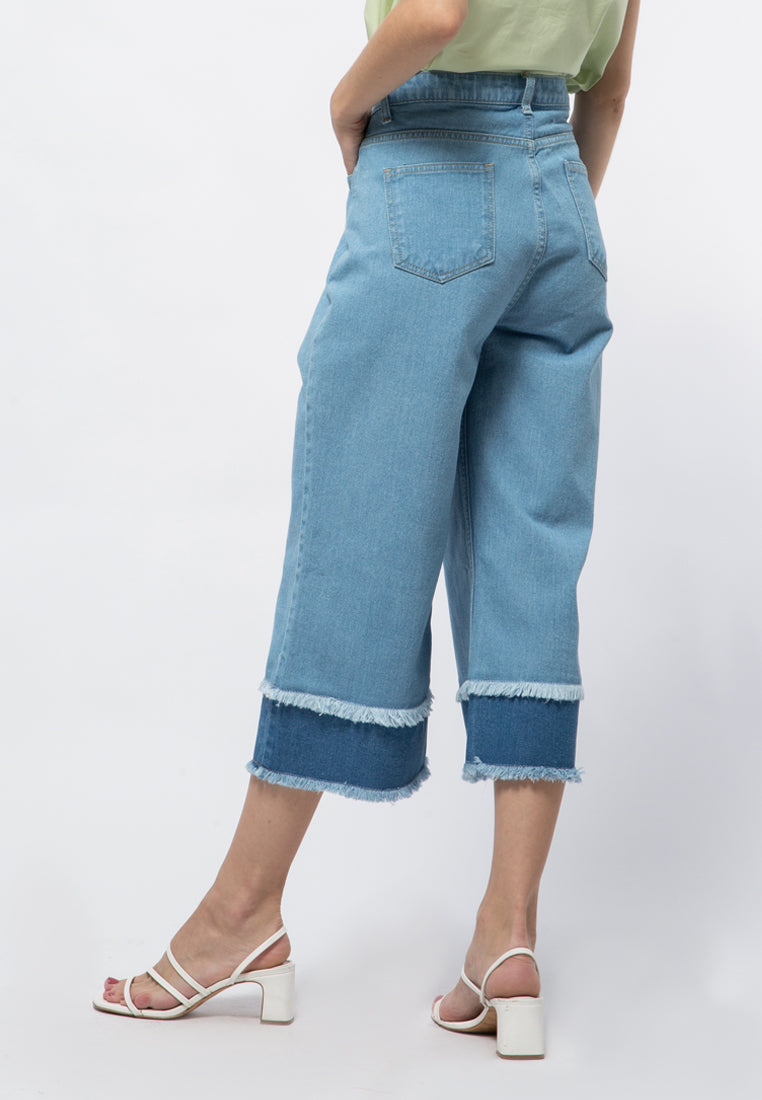 High Waist Denim with Raw Hem