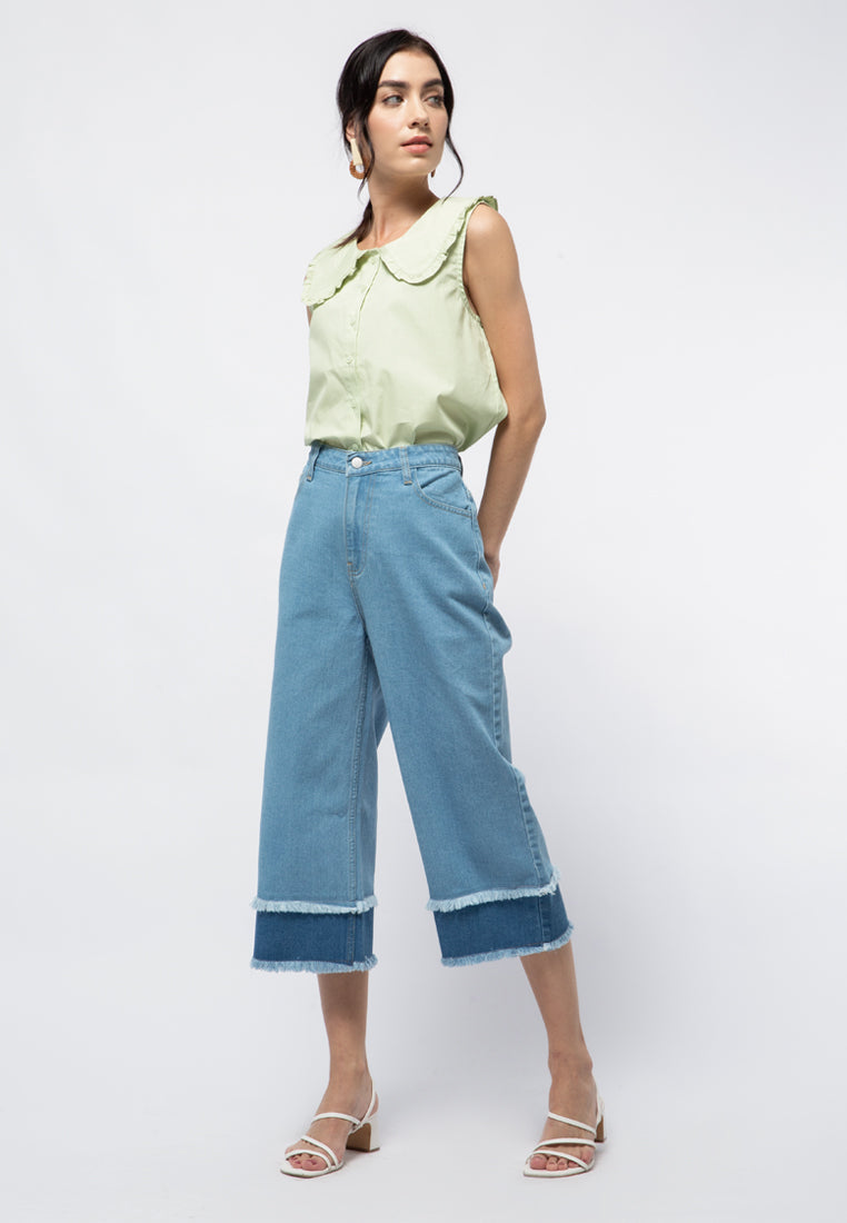 High Waist Denim with Raw Hem