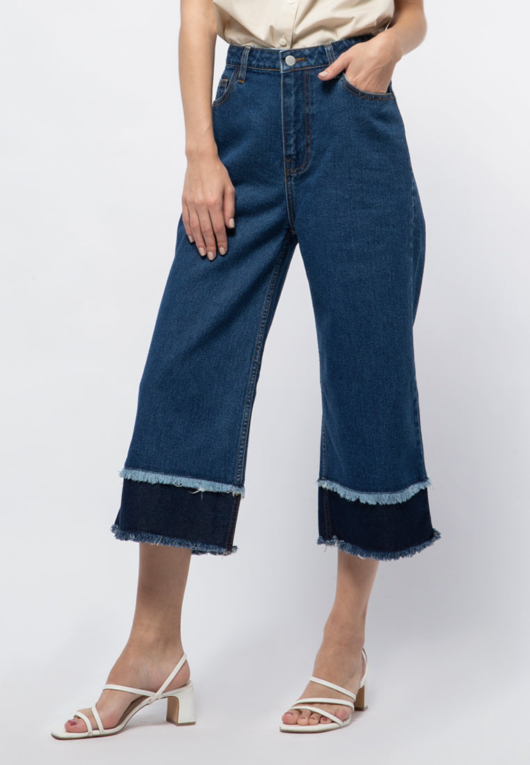 High Waist Denim with Raw Hem