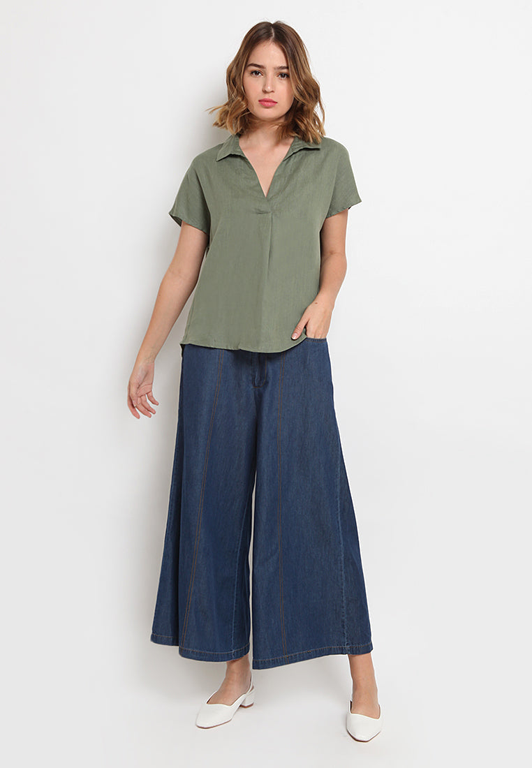 Wide Leg Chambray Cullotes