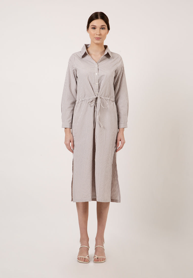 Light Grey Stripes Shirt Dress