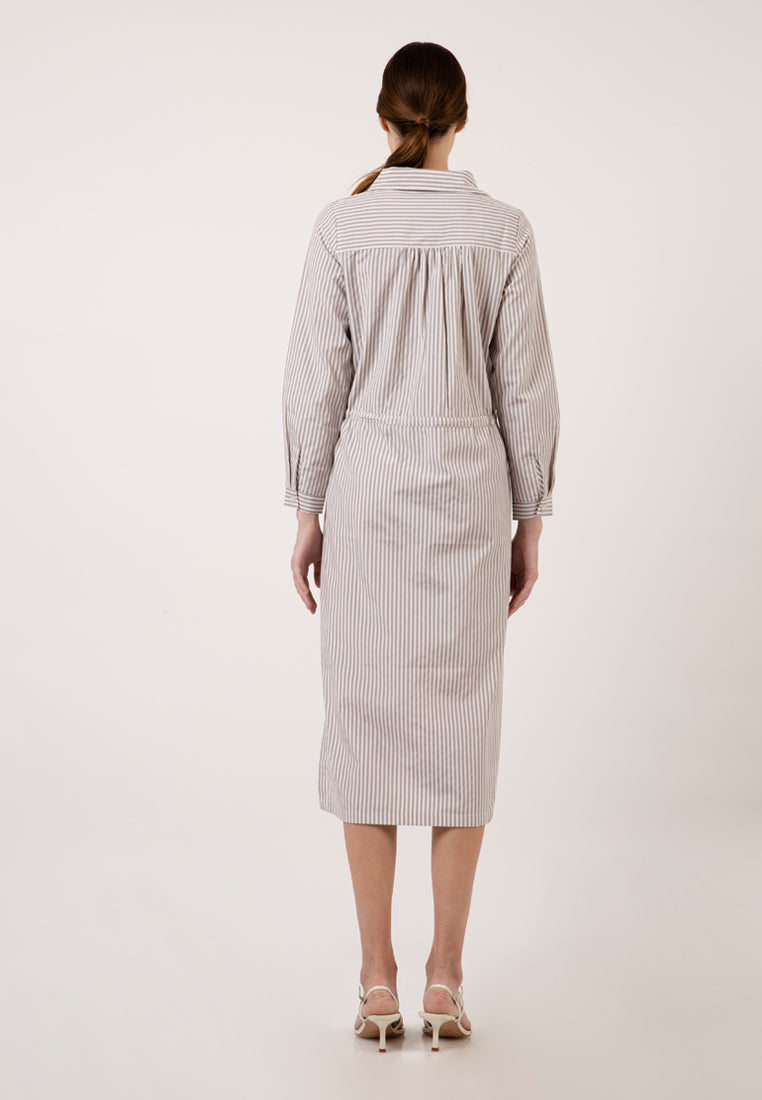 Light Grey Stripes Shirt Dress