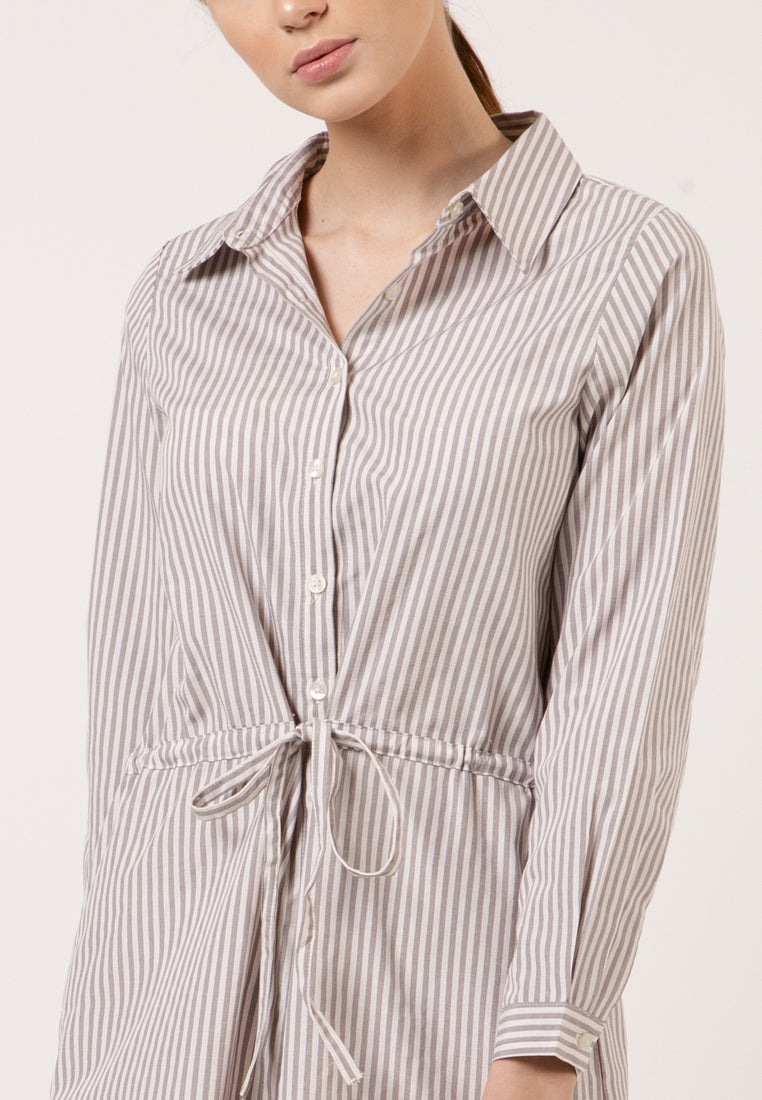 Light Grey Stripes Shirt Dress