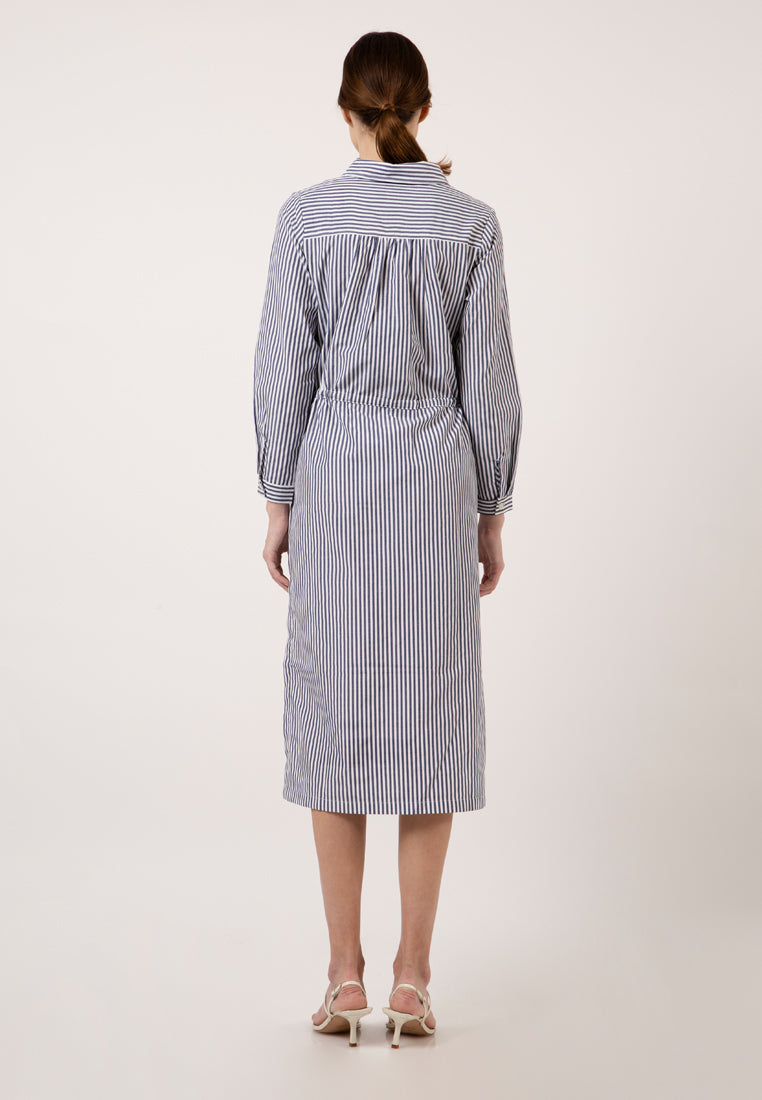 Navy Stripes Shirt Dress