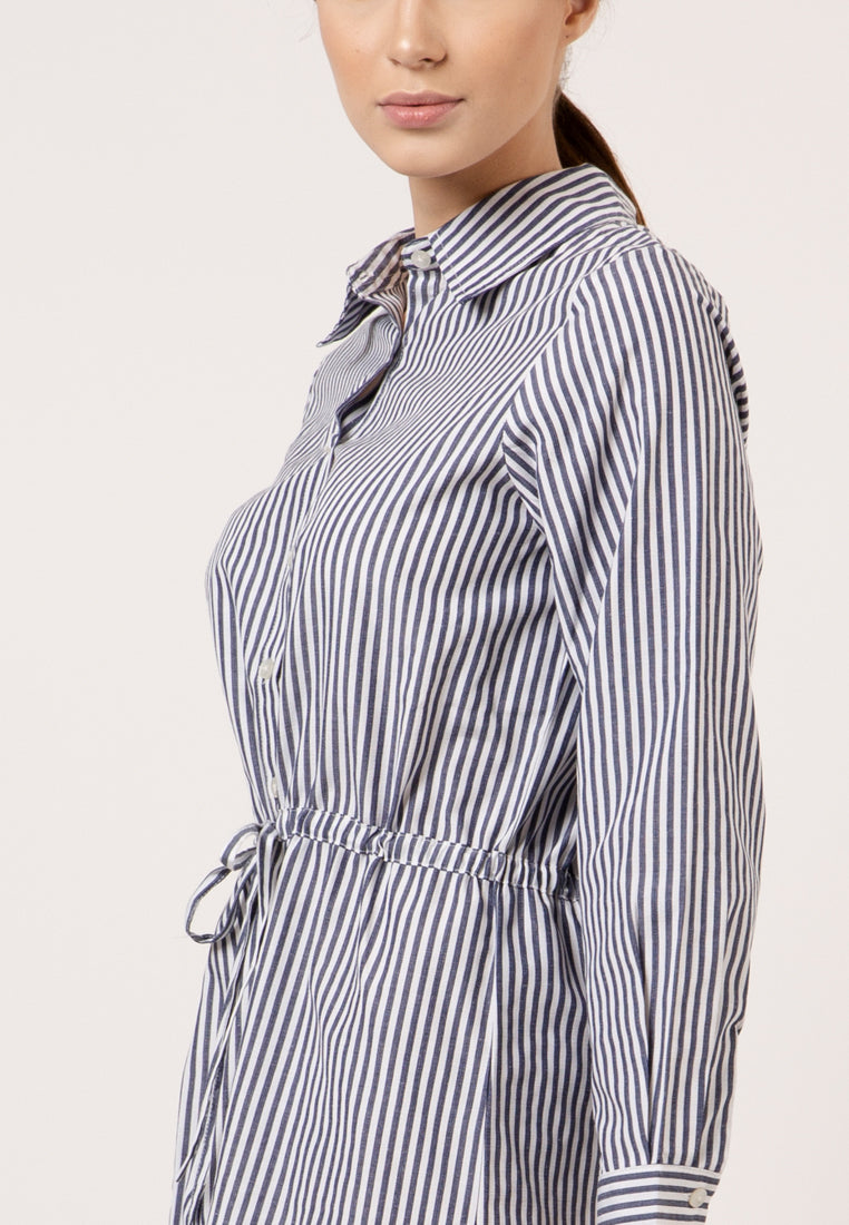 Navy Stripes Shirt Dress