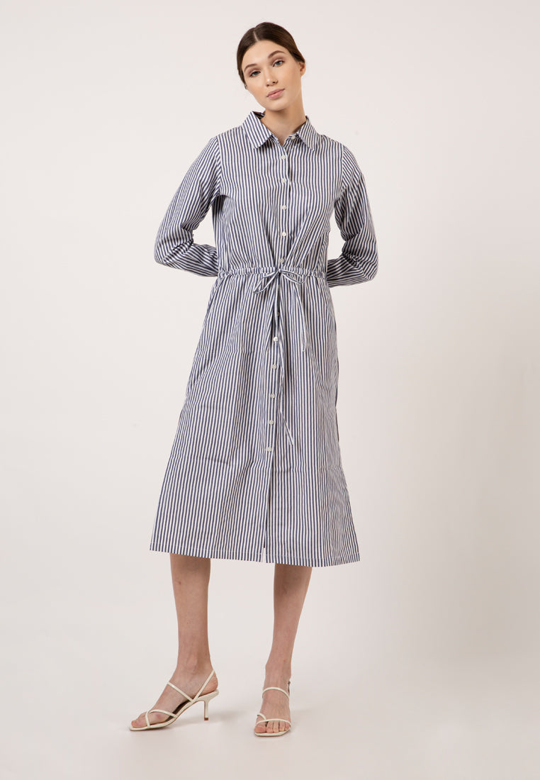 Navy Stripes Shirt Dress