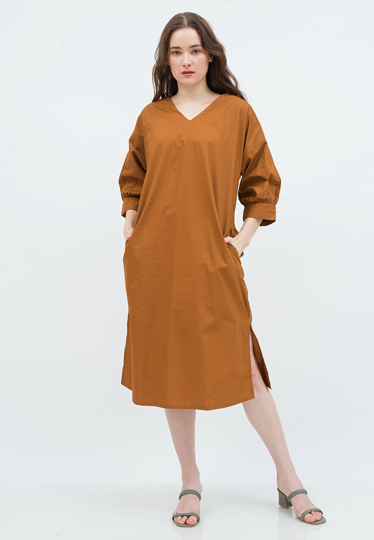 Shift Midi Dress with Side Slit